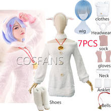 7PCS Anime Re Life in a different world from zero Cosplay Rem Sheep Version Costume Women Re Zero Cosplay Rem Wigs and shoes 2024 - buy cheap