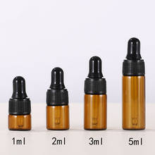 10pcs 1/2/3/5ml Empty Amber Glass Dropper Bottle With Pipette Refillable Essential Oils Travel Bottle Container Makeup 2024 - buy cheap
