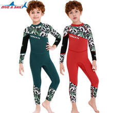 New swimwear children's warm 2.5mm wetsuits conjoined wetsuit long sleeve  winter cold WATER  snorkeling  clothing 2024 - buy cheap