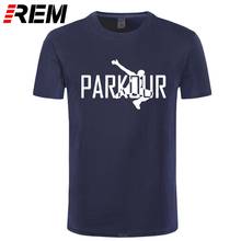 Мужская хлопковая футболка с коротким рукавом и круглым вырезом REM Parkour, хлопковая забавная спортивная одежда, 2019 2024 - купить недорого