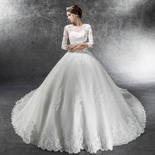 2020 великолепное бальное платье Свадебные платья с часовым шлейфом Vestido De Noiva Princesa Бисероплетение Аппликации со стразами элегантное платье 2024 - купить недорого