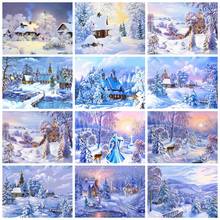 AZQSD Paint By Number Canvas Painting Kits Winter Landscape DIY Unframe Acrylic Paint Coloring By Numbers Tree Home Decor 2024 - buy cheap