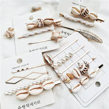 Fashion Korean Pearl Sea Shell Conch Hair Clip for Women Girl Bridal Metal HairPin Barrette Hair Accessories Jewelry 2019 2024 - buy cheap