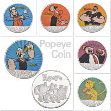 WR USA Popeye Silver Challenge Coins with Coin Holder USA Sailor Cartoon Coins Collectibles Medal Original Gift Dropshipping 2024 - buy cheap