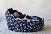 skull base + black top cover baby bean bag sofa beds, infant kids beanbag sleeping chair 2024 - buy cheap