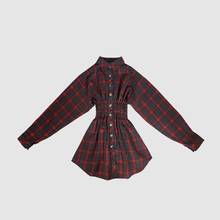 Ruibbit New Arrival Hot Sale Spring Autumn Punk Gothic Red Plaid Dress Fashion Long Sleeve V collar Female Sexy Slim Dresses 2024 - buy cheap