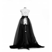 Falda larga con imagen Real para mujer, falda de tul con faja, falda de cola, ropa de fiesta 2024 - compra barato