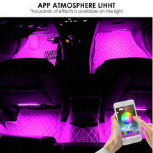 O carro conduziu luzes de tira, luzes interiores do controlador do aplicativo de aukora bluetooth para o carro 48 leds multi cor música carro tira luz 2024 - compre barato