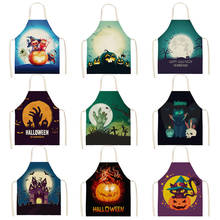 Pumpkin Witch Aprons Horror Happy Halloween Ghost Kitchen Aprons for Woman Man Baking Shop Cleaning Cotton Linen Apron 2024 - buy cheap