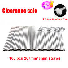 Wholesale 100pcs/lot Metal Straws Reusable High Quality 304 Stainless Steel Drinking Tubule 267mm*6mm E-co friendly Bent Straws 2024 - buy cheap