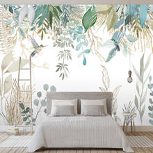 Foto papel de parede moderno pintados à mão tropical planta folhas flores e pássaros murais sala de estar quarto pintura à prova dwaterproof água 2024 - compre barato