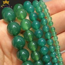 Natural Stone Smooth Green Agates Onyx Round Loose Beads For DIY Jewelry Making Bracelet Accessories 15'' Pick Size 6 8 10 12mm 2024 - buy cheap