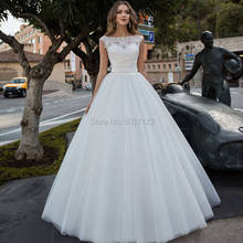 Vestido de noiva branco de luxo, com apliques de renda, sem mangas, frente única, jardim, trem 2024 - compre barato
