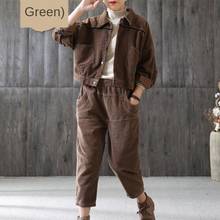 Women's Clothing95 Cotton New Fashion Suit Corduroy Short Coat Loose Casual Jacket Nine-point Pants Two-piece Women's Tracksuit 2024 - buy cheap