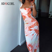 Adogirl Women Paghetti Straps Summer Dress Bodycon Sundress Party Night Club Wear Stretchy Bandage Long Tie Dye Robe Femme 2020 2024 - buy cheap