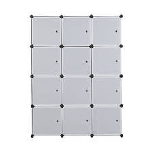 12 Cube Organizer Stackable Plastic Cube Storage Shelf Design Multipurpose Modular Closet Cabinet with 2 Hanging Rod White Black 2024 - buy cheap