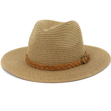 HT3589-Sombrero de Panamá para hombre y mujer, sombrero de playa de ala ancha, flexible, de paja, para verano 2024 - compra barato
