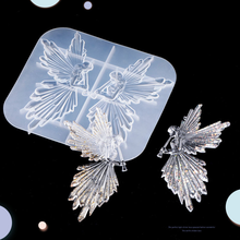 Molde brilhante asas de anjo diy resina cristal chaveiros música fada menina silicone moldes artesanal decoração para casa 2024 - compre barato