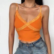 Y2K Lace Patchwork Cami E-girl Women Summer Spaghetti Straps Top Sleeveless Slim Fit Cropped Korean Style Harajuku Streetwear 2024 - buy cheap