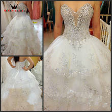 100% Real Photos Luxury Ball Gown Fluffy Wedding Dresses Plus Size Tulle Lace Crystal Diamond Wedding Gowns 2021 Customize SV07 2024 - buy cheap