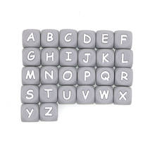 Kovict 100/200/500/1000pcs 12mm Gray Silicone Alphabet Letter Beads Kids Teething DIY Pacifier Chain Baby Teether Toys BPA Free 2024 - buy cheap