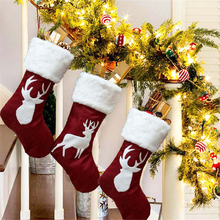 Christmas Stockings Gifts Cloth Santa Elk Socks Xmas Lovely Gift Bag For Children Fireplace Tree Christmas Decoration 2024 - buy cheap