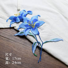 Fashion orchid flower embroidery patches Sew on embroidered parches appliques for clothing parches para la ropa 2024 - buy cheap