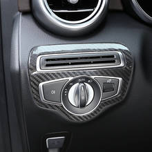 Автомобильные аксессуары для Mercedes Benz C/G/V Class GLC W205 X253 W463 2015-20, наклейки на раму переключателя автомобильной фары из настоящего углеродного волокна 2024 - купить недорого