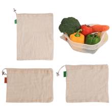 Bolsas de algodón reutilizables para frutas y verduras, bolsas de malla para almacenamiento de cocina, lavables a máquina, con cordón, populares, 1 ud. 2024 - compra barato