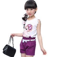 Girls Clothes Set Summer Cartoon Vest + Short Pants 2 PCS Children Clothing For Girls Teen Kids Girls Clothes 8 10 12 14 Year 2024 - купить недорого