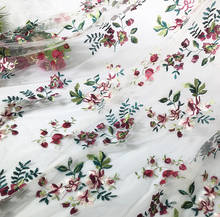 Tela de encaje de flores bordadas de colores de malla suave clásica, tela de diseñador para vestido formal, ropa de boda, 130cm de ancho 2024 - compra barato