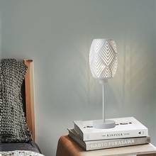 OYGROUP-Lámpara de mesita de noche nórdica, luz de escritorio con pantalla hueca de Metal para decoración, sin bombilla, E27, blanco 2024 - compra barato