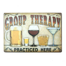 Cartel de Metal de 20x30cm, cartel de terapia de grupo, cerveza, Whisky, divertido, Vintage, placa, pintura de pared, Bar, Pub 2024 - compra barato