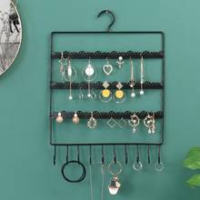 Display Stand Wall Mounted Jewelry Storage Wrought Iron Earring Necklace Ring Hanging Holder Storage Racks Organizer for Dresser 2024 - buy cheap