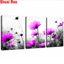 3 Piece Full Round Diamond embroidery Wildflowers,Black and White Flower  Square Diamond Painting Mosaic Triptych 3d Sticker Art 2024 - buy cheap