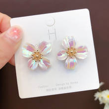 Pendientes de tuerca con forma de flor para mujer y niña, joyería con estilo, temperamento colorido, S925, el mejor regalo, LS742 2024 - compra barato