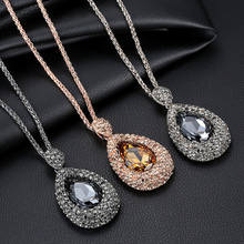 Fashion Korean Women's Necklace Rhinestone Crystal Water Drop Pendant Long Sweater Chain Necklace For Women Party Jewelry 2024 - buy cheap