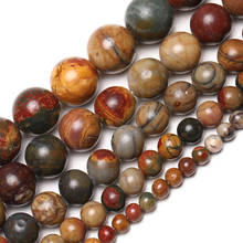 Wholesale Natural Stone Beads Picasso Jaspers Round Loose Beads For Jewelry Making 15.5" Pick Size 4/6/8/10/12mm 2024 - buy cheap