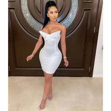 Summer Women 2019 Fashion Sexy Strapless Sleeveless Draped Solid White Bandage Dress Vestiods Elegant Female Mini Party Dress 2024 - buy cheap