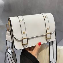 Винтажные сумки через плечо с клапаном для женщин, квадратные мессенджеры высокого качества, женская кожаная сумка на плечо, простые белые дамские сумочки 2024 - купить недорого