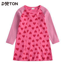 DXTON Baby Girls Dresses 2020 Winter Kids Dress For Girls Stripe Children Clothing Heart Pattern Cotton  Girls Casual Dress 3-8Y 2024 - buy cheap