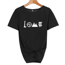 Футболка с надписью Love Camping, хипстерская футболка Tumblr, хлопковые топы, черно-белая футболка с принтом, уличные женские футболки Harajuku 2024 - купить недорого
