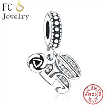 FC Jewelry-colgante de plata de primera ley para mujer, abalorio para pulsera, plata esterlina 100%, rosa, número 50, estilo Berloque 2024 - compra barato