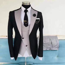 2021 New Black Grey Groom Wedding Suit 3 Pieces Tailored Formal Singer Men Slim fit Suit Jacket Vest Pants Business Dress Tuxedo 2024 - buy cheap