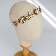 Tiara nupcial de ouro antigo, acessório feminino para cabelo feita à mão para festa, baile, casamento, cristal 2024 - compre barato