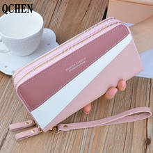 Women's Wallet Good Fashion Ladies Mobile Phone Long New Coin Card Money Color Matching Double Zipper in Hand Strap Features 580 2024 - buy cheap