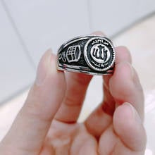 No fading New Vintage Islamic Men Ring Seal Silver Color Cross Stainless Steel Male Rings Muslims Jewelry Band Punk 2024 - buy cheap