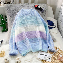 GACVGA Colorful Pullovers Knitted O-Neck Sweater Women Autumn Winter Fashion Clothes Large Size Long Sleeve Loose Casual Tops 2024 - buy cheap