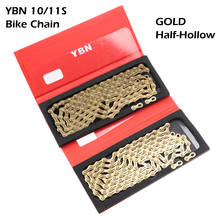 YBN Mountain Bike Chains 10S 11S Gold Half-hollow Road Bicycle Chain 116L Ultra-light MTB Chain 2024 - buy cheap