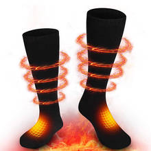 Носки мужские/женские с электрическим подогревом, теплые длинные хлопковые носки с USB-зарядкой для холодных ног, зимние теплые уличные спортивные 2024 - купить недорого